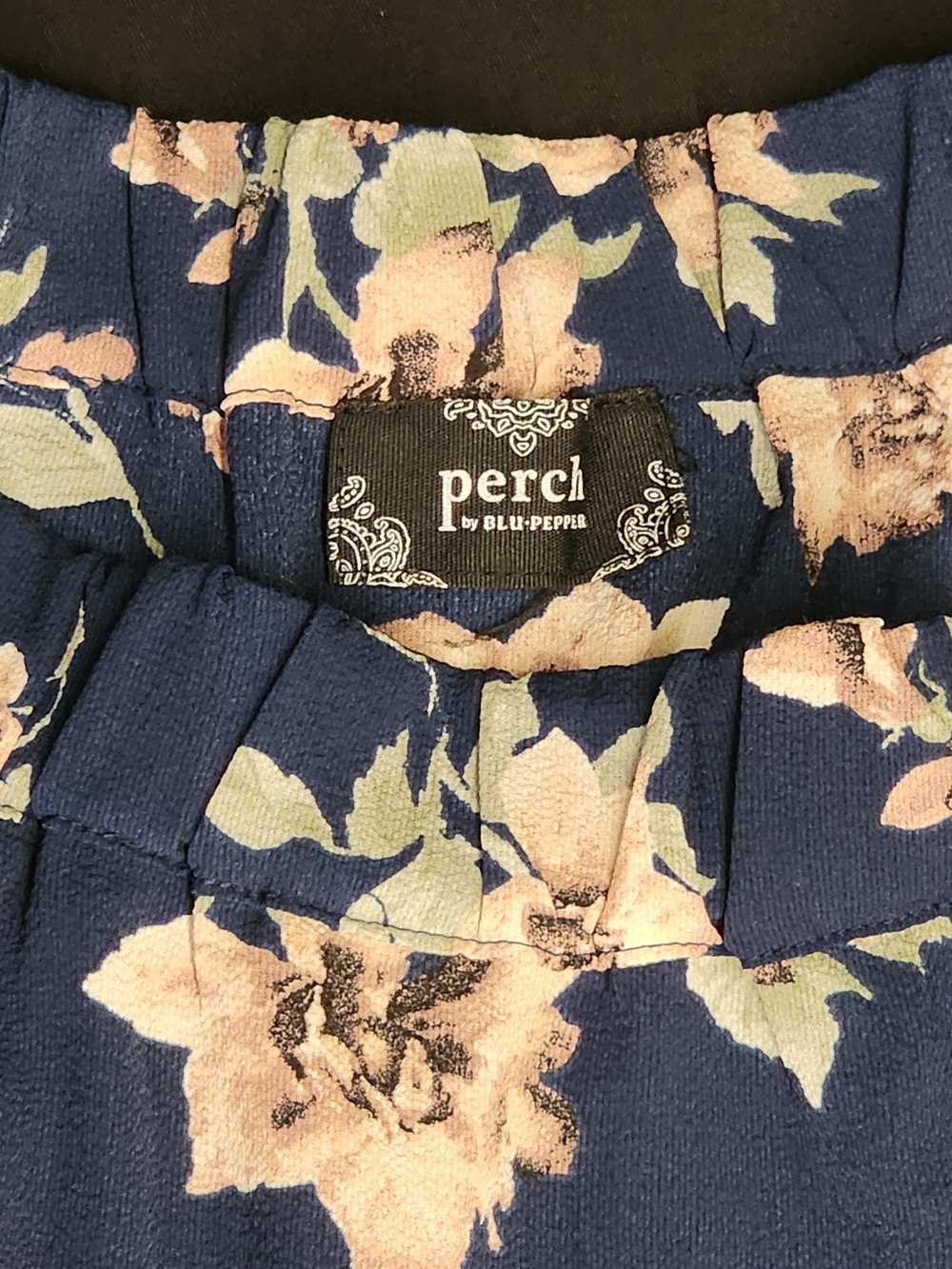 Perch Navy Floral Women's Off Shoulder Blouse.
